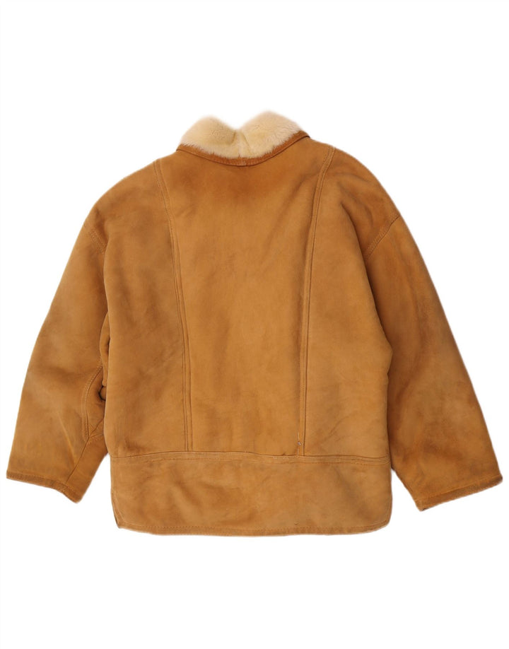 Vintage Womens Oversized Shearling Jacket IT 42 Medium Brown Colourblock