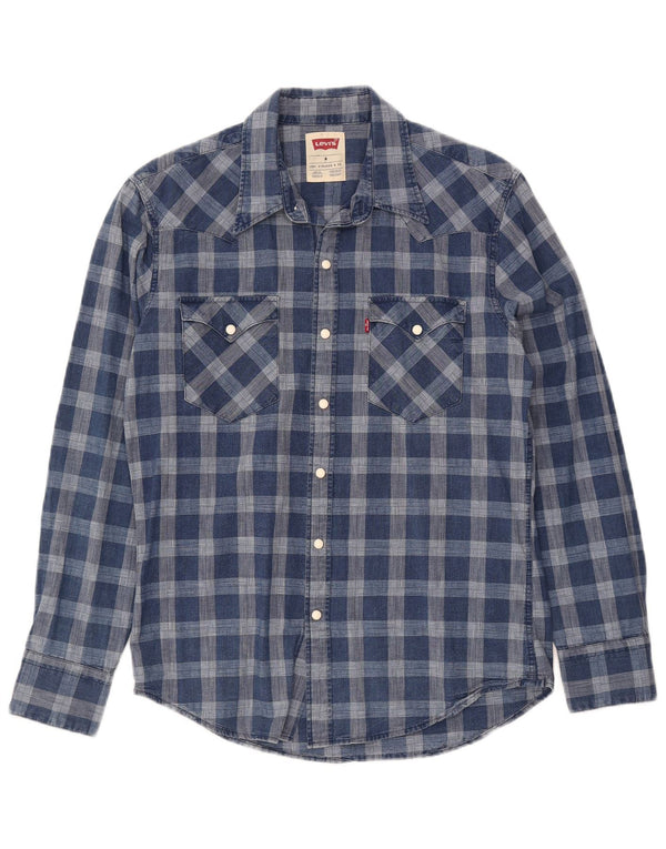 Levi's Mens Shirt Medium Blue Check Cotton