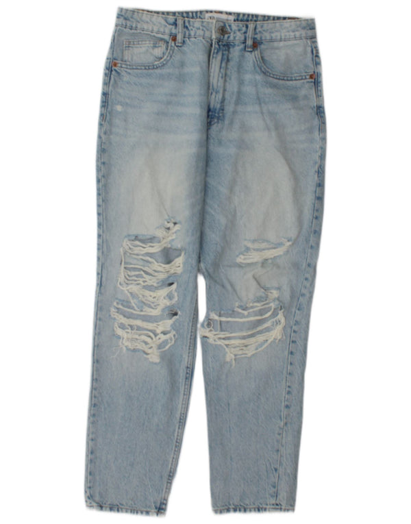 Zara Womens Distressed Tapered Jeans EU 40 Medium W30 L27 Blue Cotton