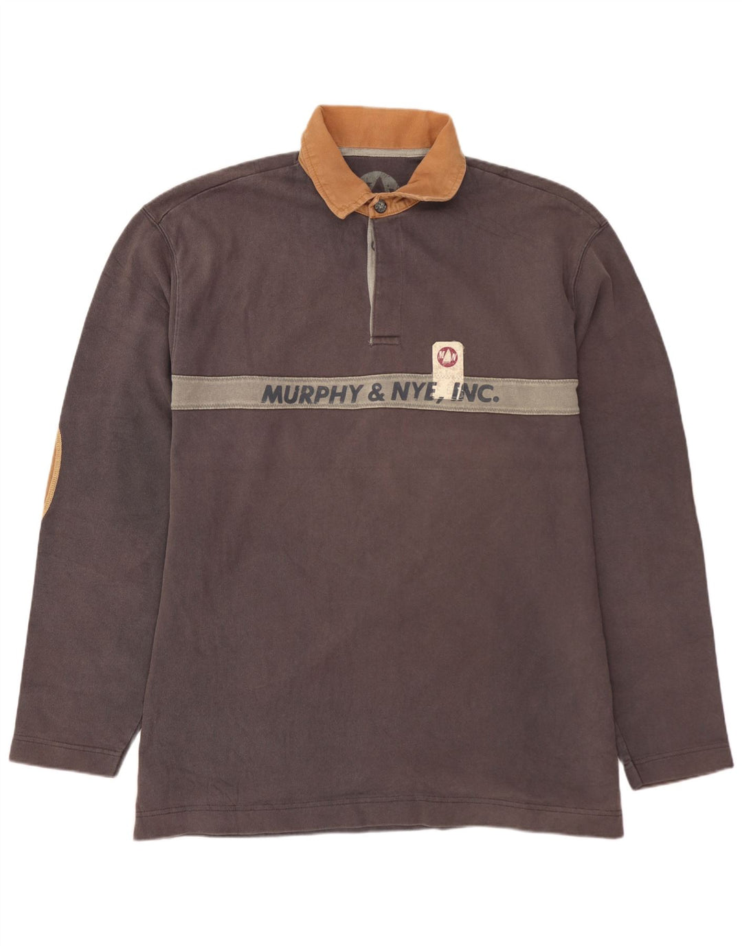 MURPHY & NYE Mens Sailmakers Graphic Rugby Polo Shirt 2XL Grey Colourblock