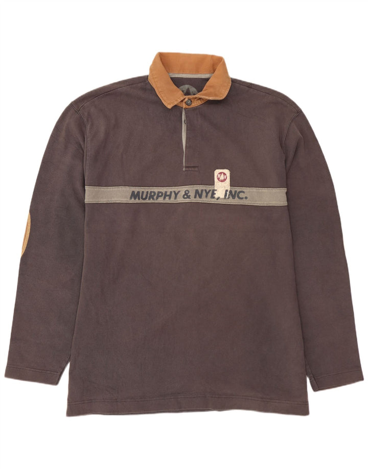 MURPHY & NYE Mens Sailmakers Graphic Rugby Polo Shirt 2XL Grey Colourblock