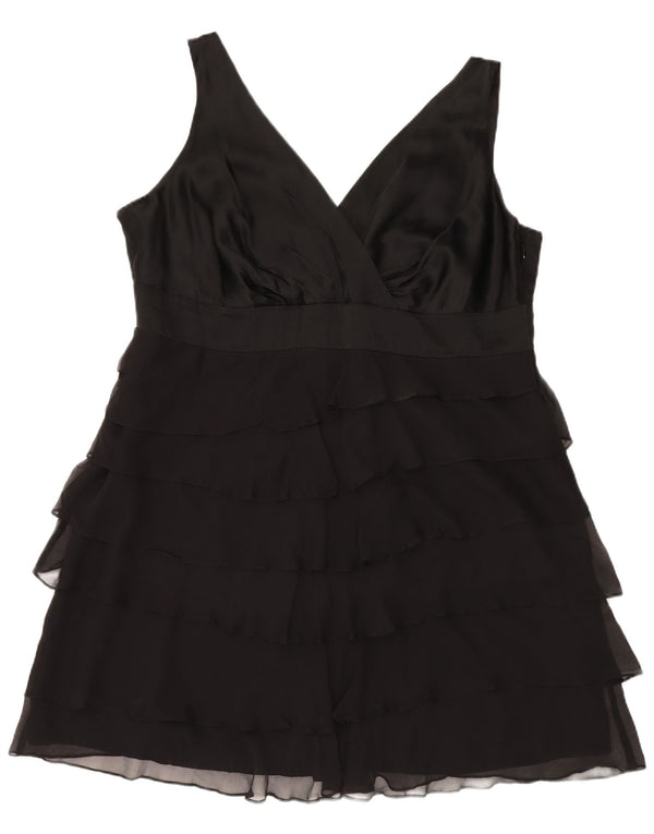 MONSOON Womens Sleeveless Tiered Dress UK 22 3XL Black Silk