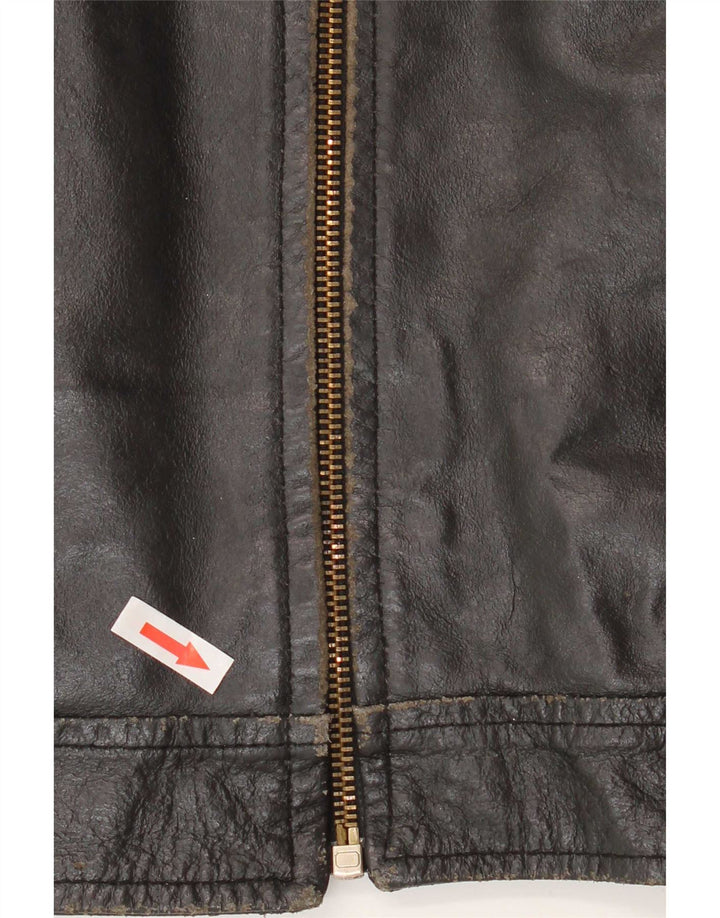 Vintage Womens Leather Jacket IT 50 XL Black