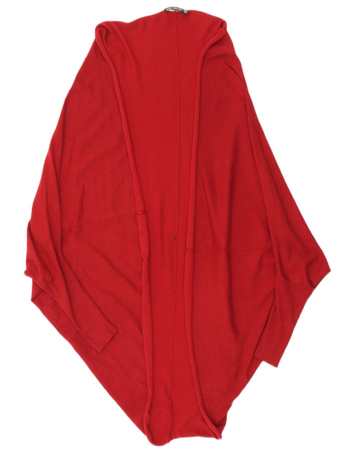 ZARA Womens Longline Open Cardigan Sweater UK 14 Medium Maroon