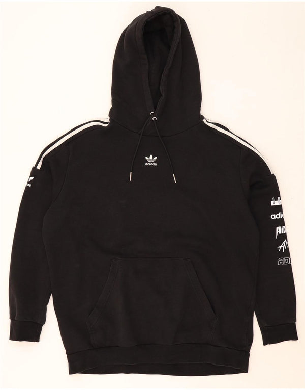 ADIDAS Mens Graphic Hoodie Jumper XL Black Cotton