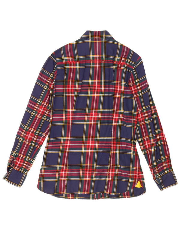 Tommy Hilfiger Womens Flannel Shirt US 8 Medium Navy Blue Check Cotton