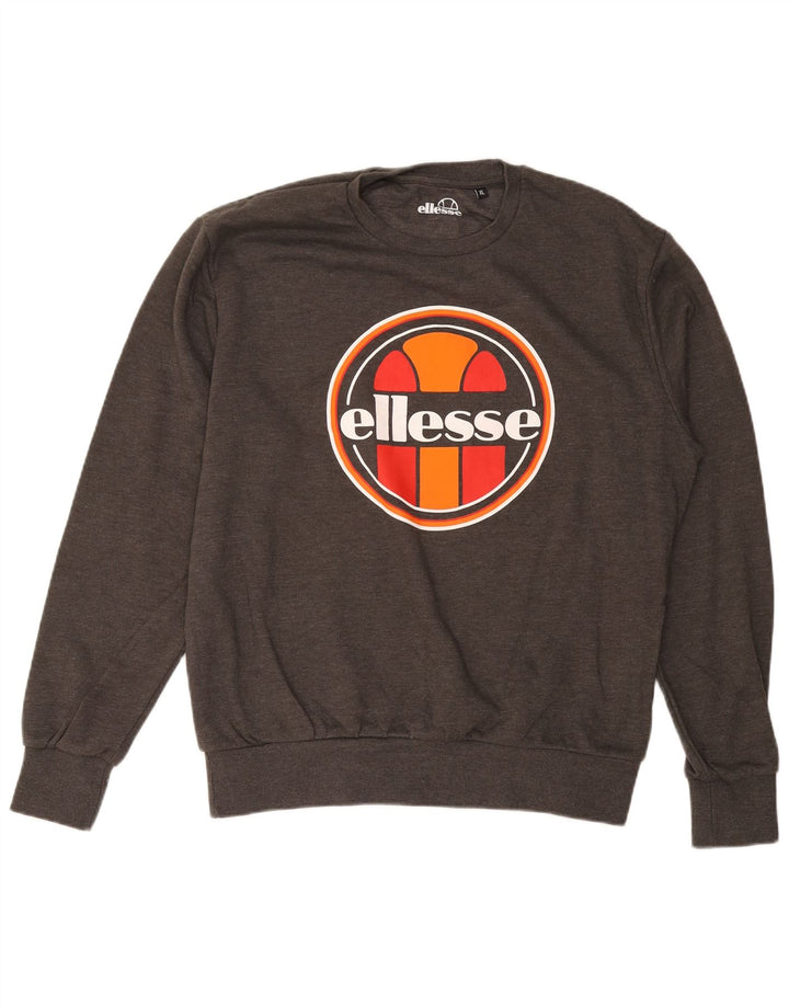 ELLESSE Mens Graphic Sweatshirt Jumper XL Grey Cotton