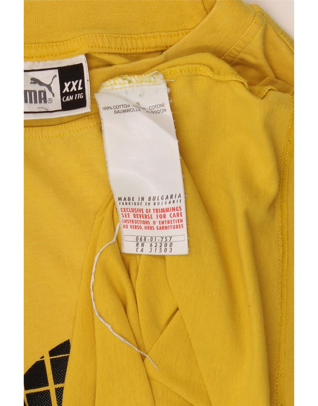 Puma Mens Graphic T-Shirt Top 2XL Yellow Cotton