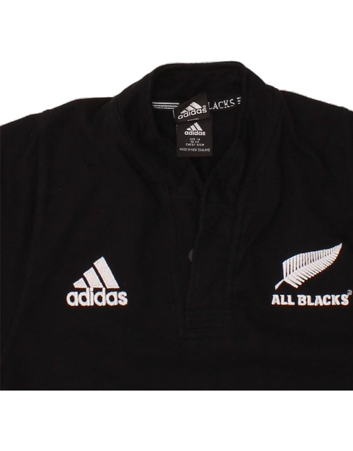 ADIDAS Womens Graphic Polo Shirt UK 14 Medium Black Vintage Adidas and Second-Hand Adidas from Messina Hembry 
