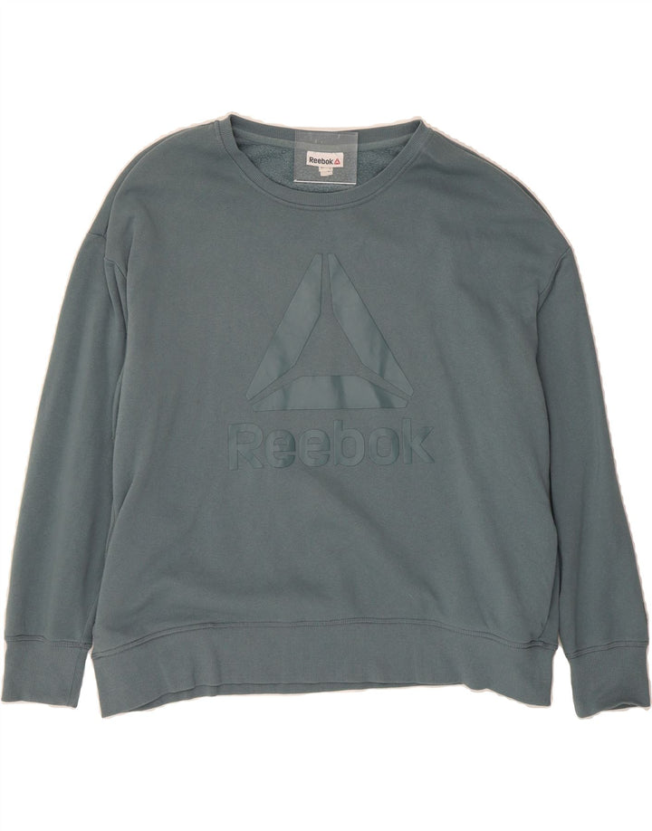 REEBOK Womens Graphic Oversized Sweatshirt Jumper UK 20 2XL Blue Vintage Reebok and Second-Hand Reebok from Messina Hembry 