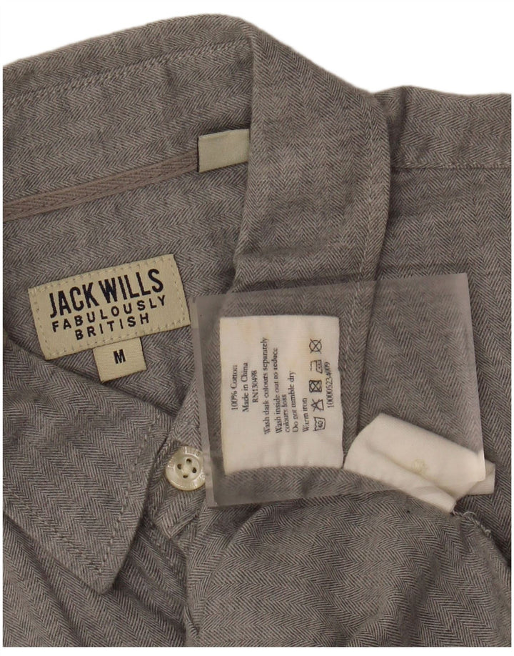 JACK WILLS Mens Shirt Medium Grey Chevron Cotton