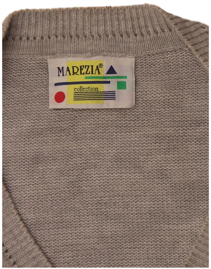 Vintage Womens Cardigan Sweater UK 18 XL Grey Patchwork