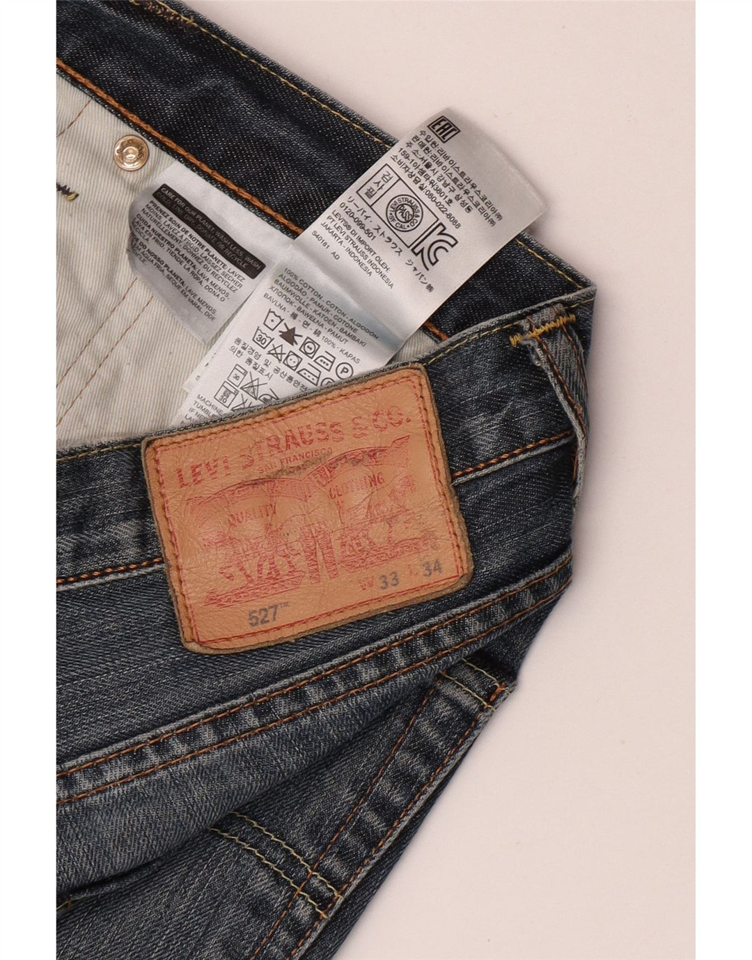 Levi's Mens 527 Bootcut Jeans W33 L34 Blue Cotton