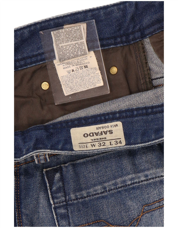 DIESEL Womens Safado Distressed Straight Jeans  W32 L34 Blue Cotton