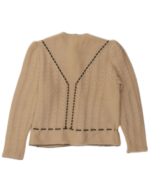 VINTAGE Womens Crop Cardigan Sweater EU 46 XL Beige Wool