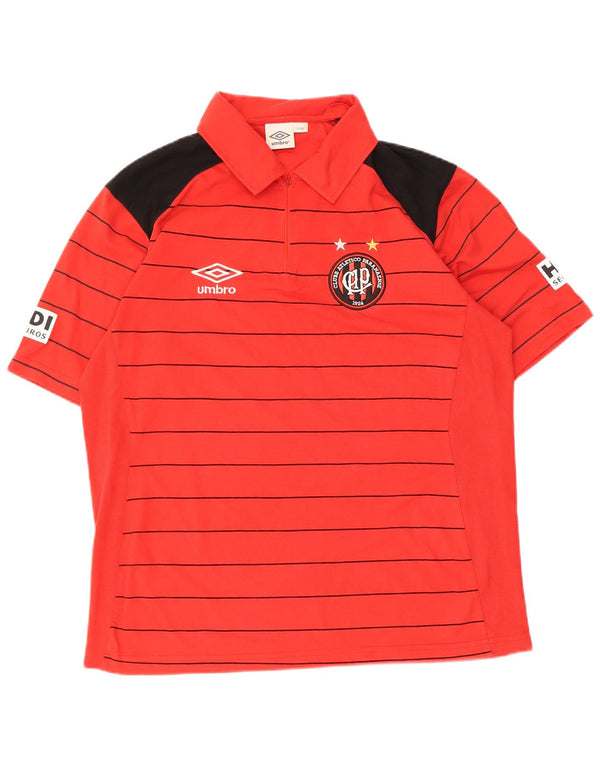 Umbro Mens Graphic Polo Shirt Large Red Striped Cotton