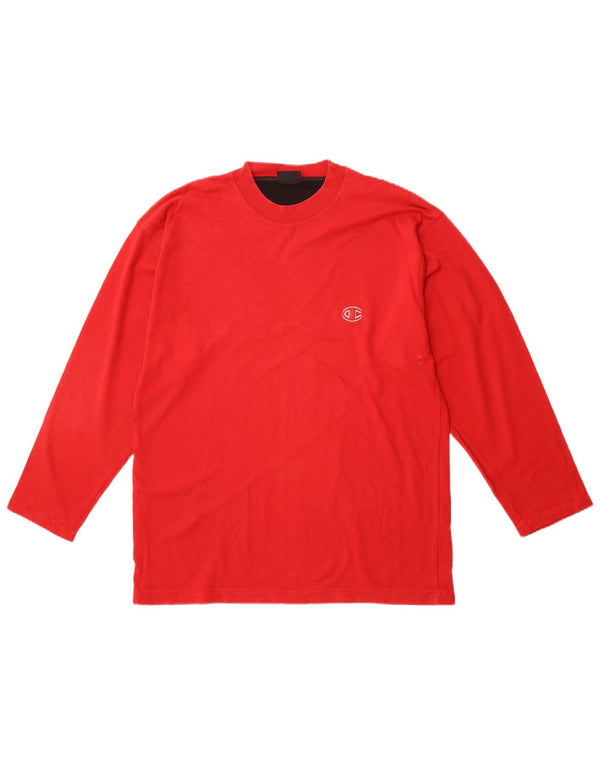 CHAMPION Mens Top Long Sleeve Large Red Cotton