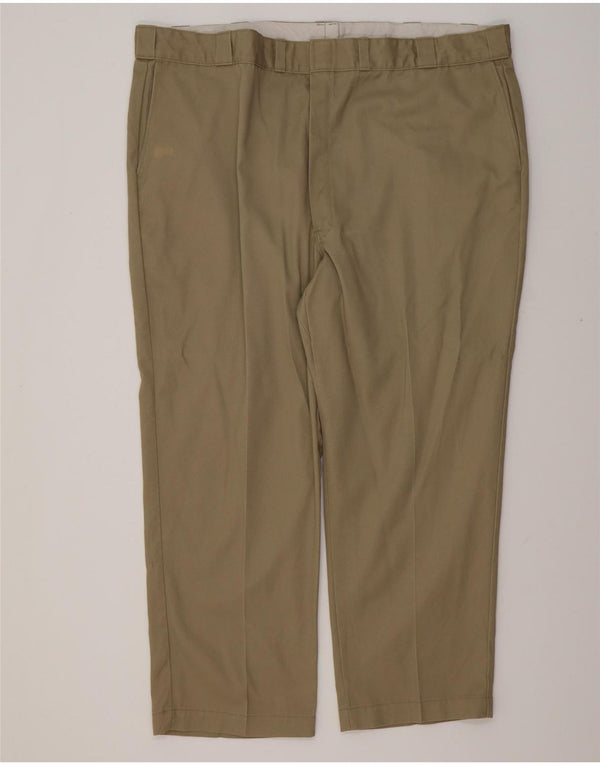 DICKIES Mens Straight Chino Trousers W50 L30 Khaki Cotton