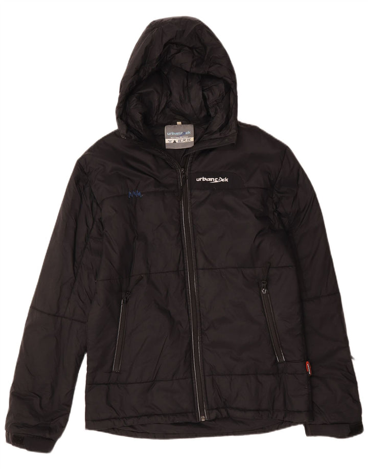 Urbanrock Mens Hooded Padded Jacket UK 40 Large Black Polyester