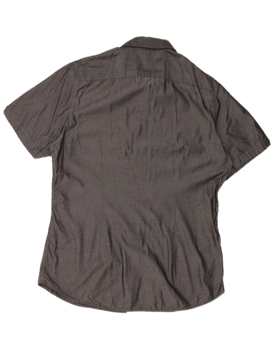 CALVIN KLEIN Mens Short Sleeve Slim Fit Shirt Large Grey Cotton