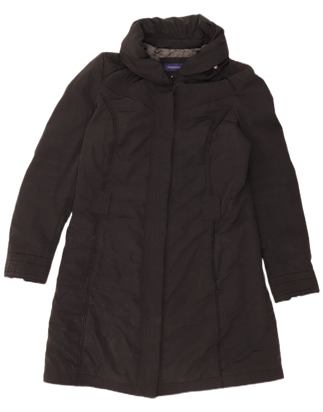 TRUSSARDI JEANS Womens Windbreaker Coat IT 44 Medium Black Polyester