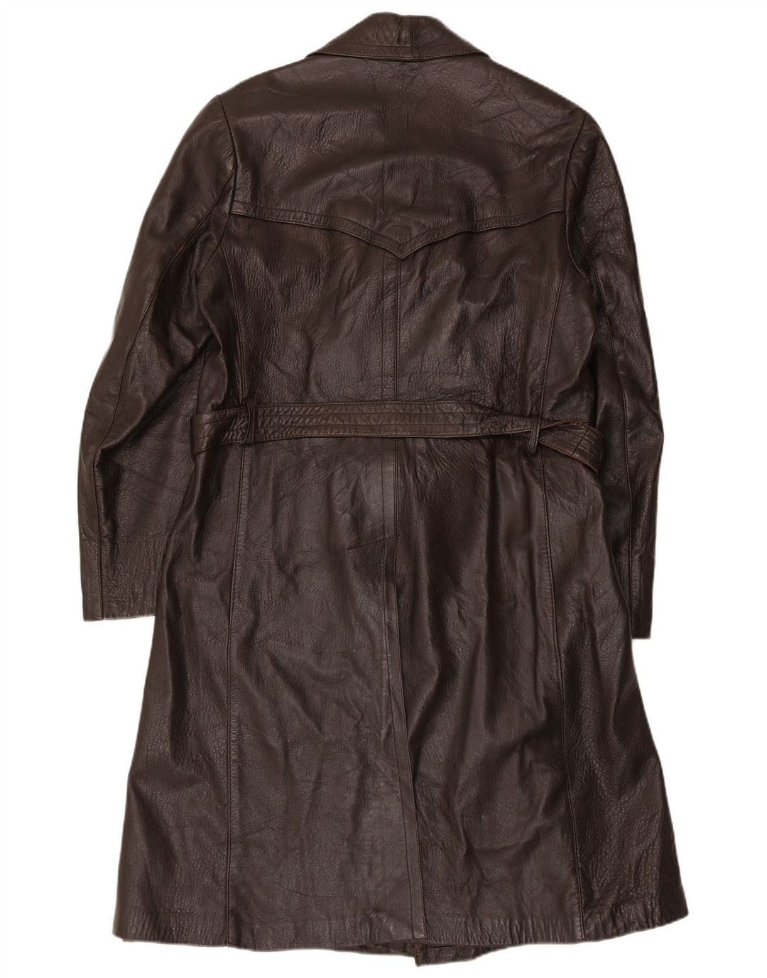 Vintage Mens Double Breasted Leather Coat UK 36 Small Brown