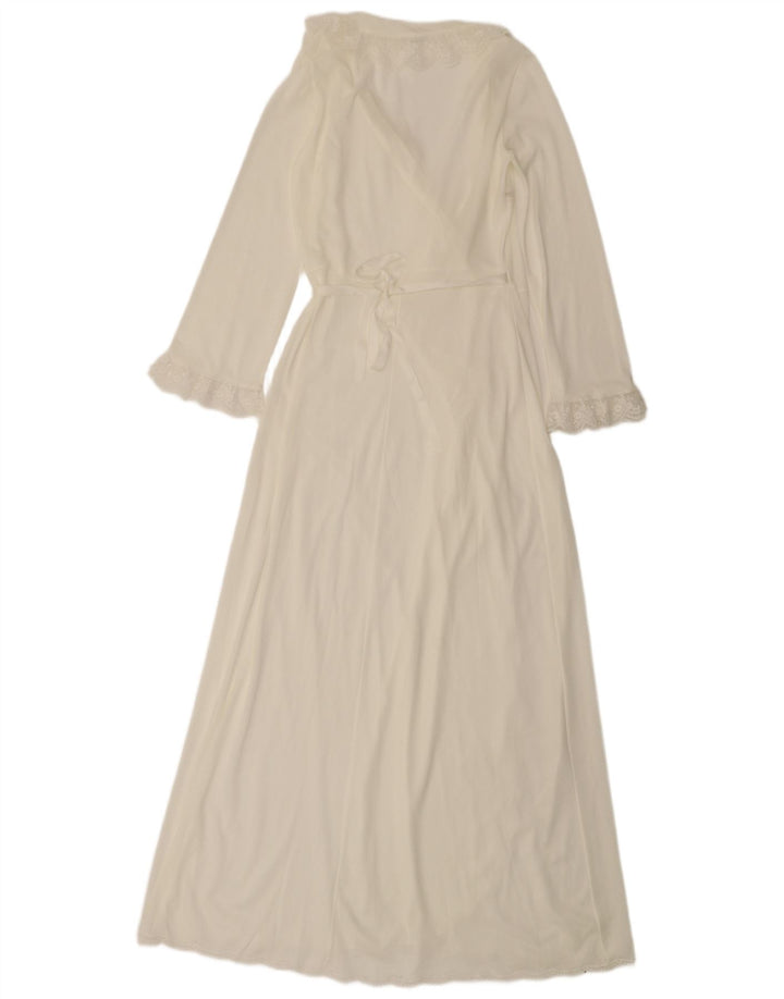 Vintage Womens Long Sleeve Robe Maxi Dress UK 10 Small White