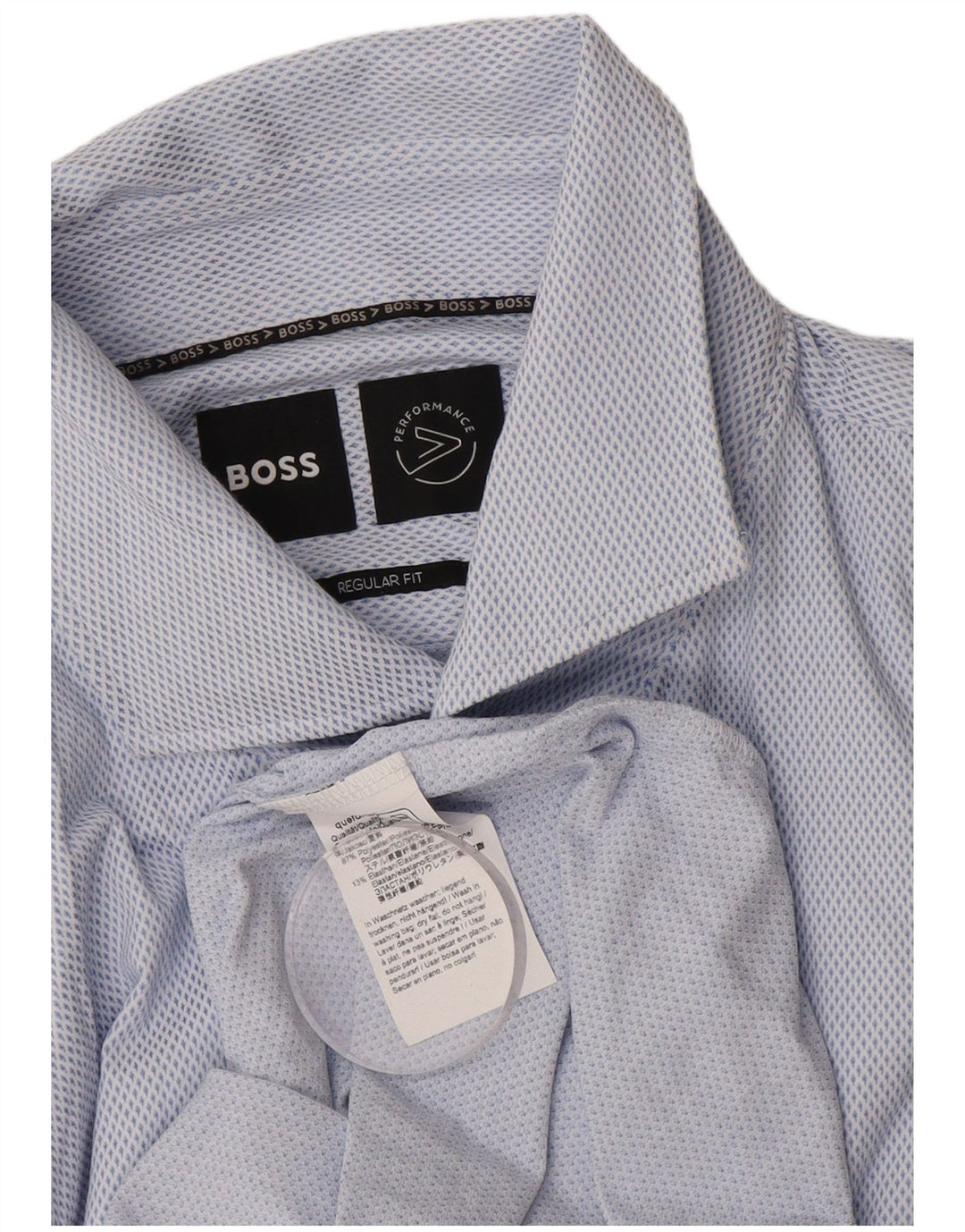HUGO BOSS Mens Regular Fit Shirt Large Blue Spotted Polyester