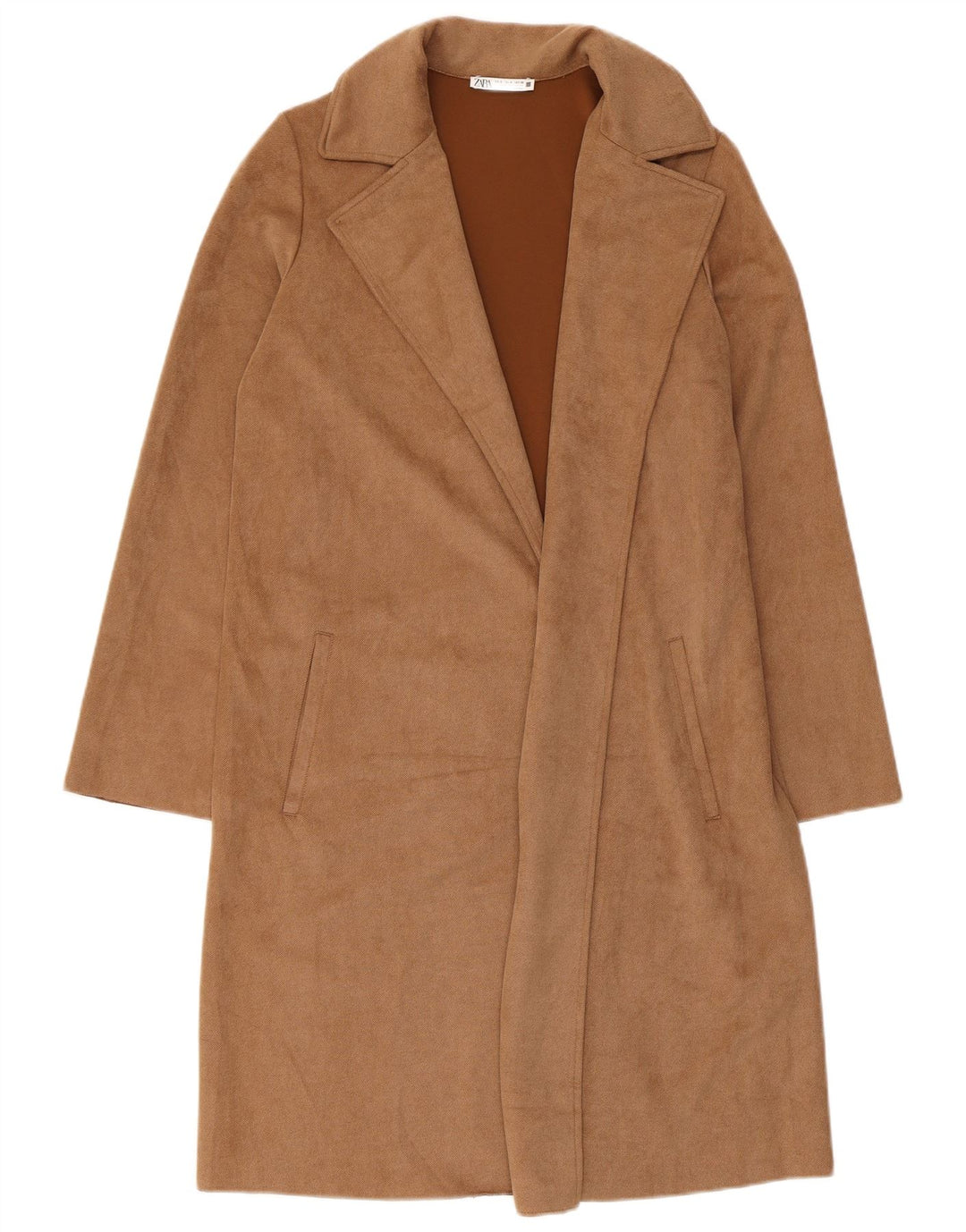 Zara Womens Overcoat UK 10 Small Brown Polyester