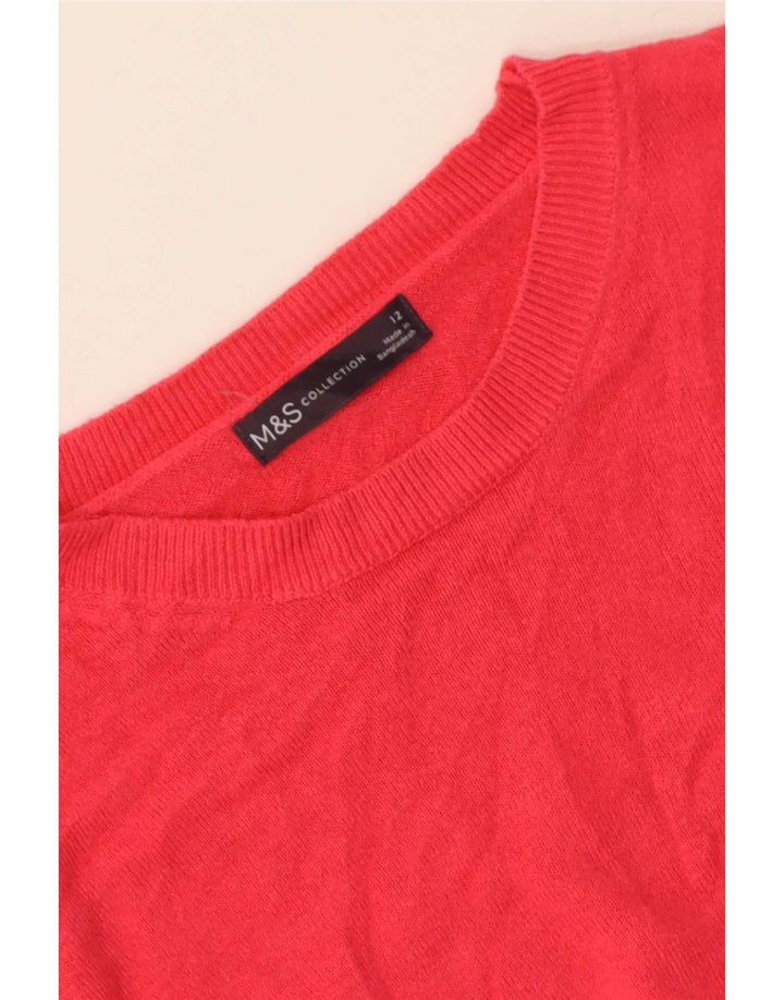 Marks & Spencer Womens Boat Neck Jumper Sweater UK 12 Medium Pink
