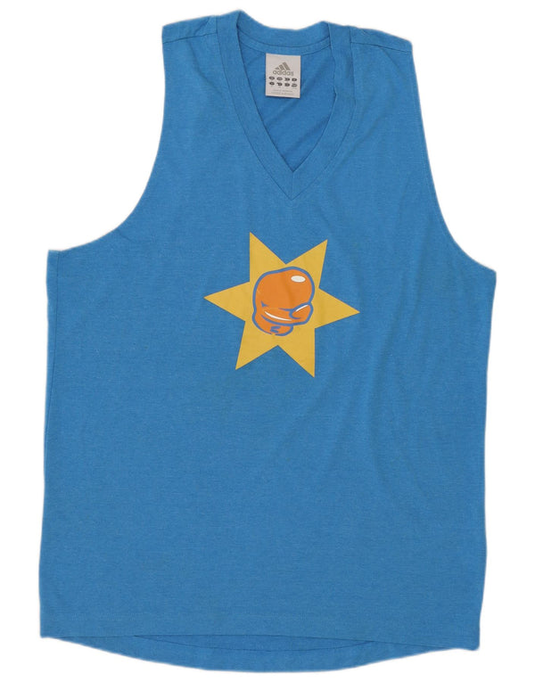 ADIDAS Mens Graphic Vest Top Medium Blue Polyester