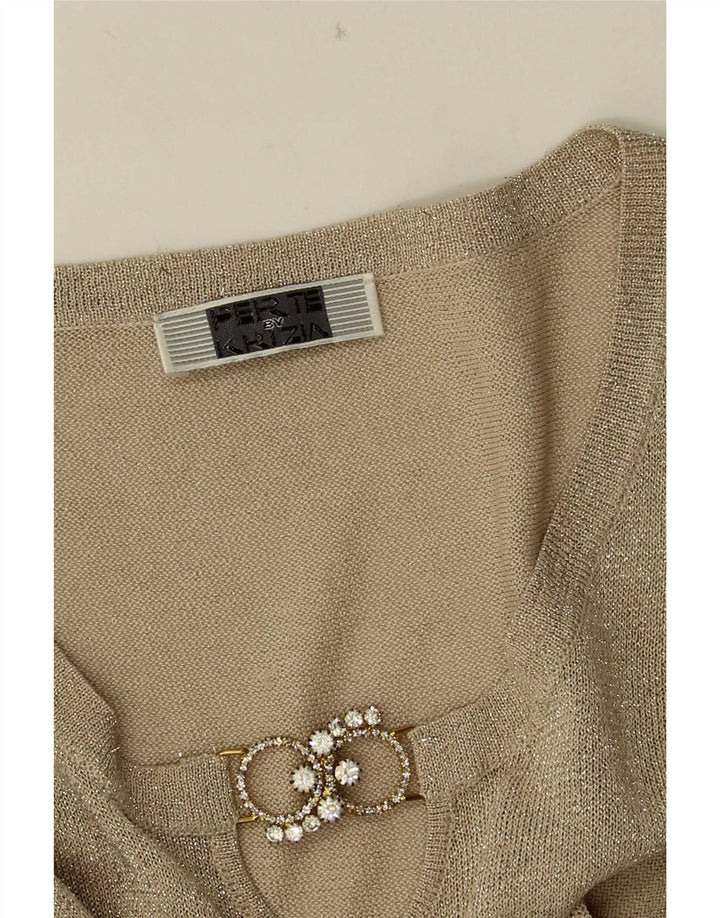 Perte by Krizia Womens Top 3/4 Sleeve UK 12 Medium Beige