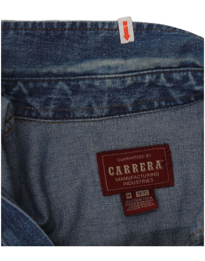 Carrera Mens Denim Shirt Size 39/40 Medium Blue Cotton