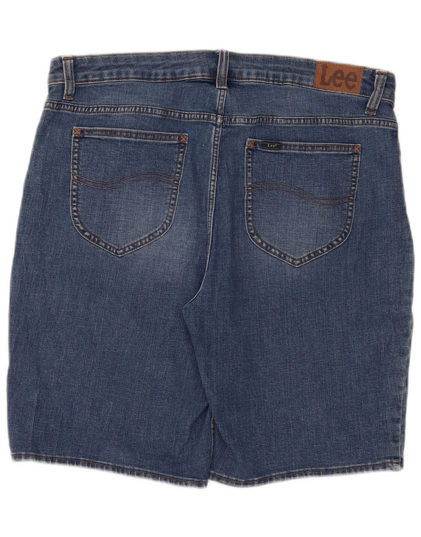 Lee Womens Mid Rise Regular Fit Bermuda Denim Shorts US 18 2XL W36 Blue