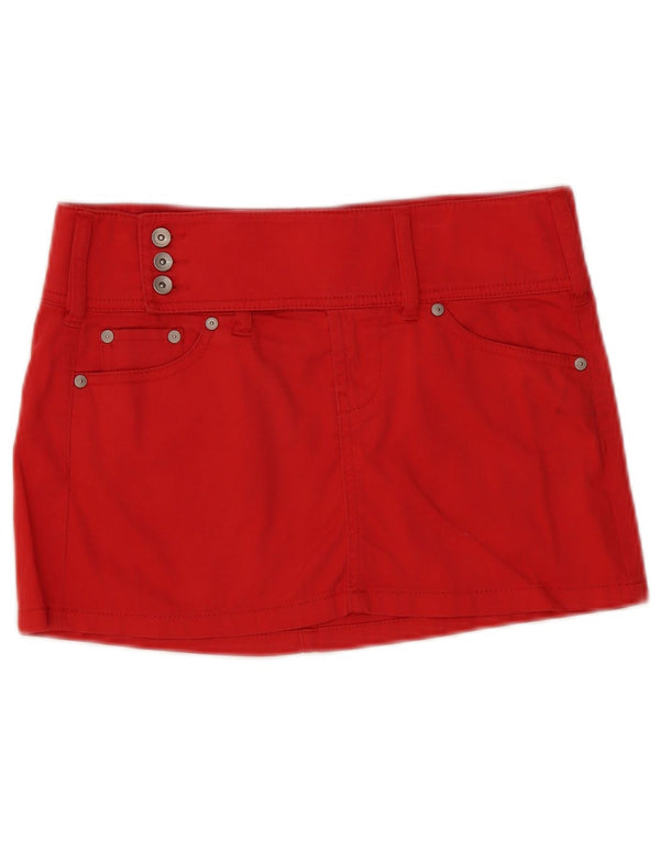 Benetton Womens Low Waist Mini Skirt IT 40 Small W30  Red Cotton