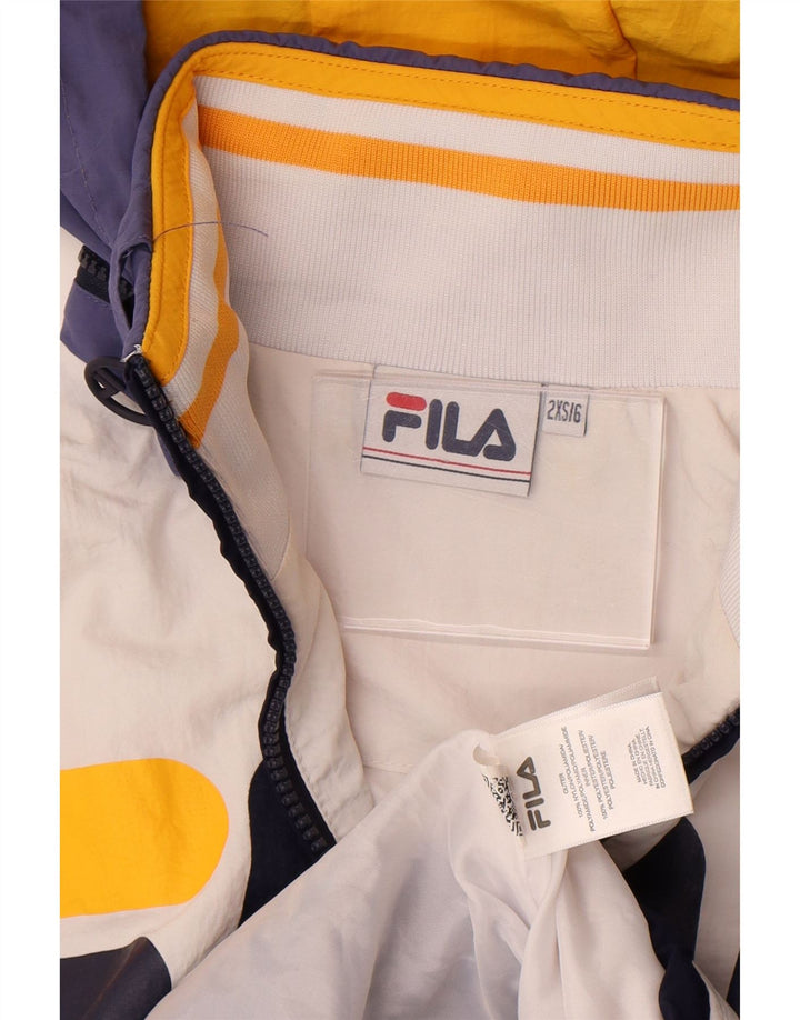Fila Boys Oversized Graphic Anorak Jacket 5-6 Years 2XS White Colourblock