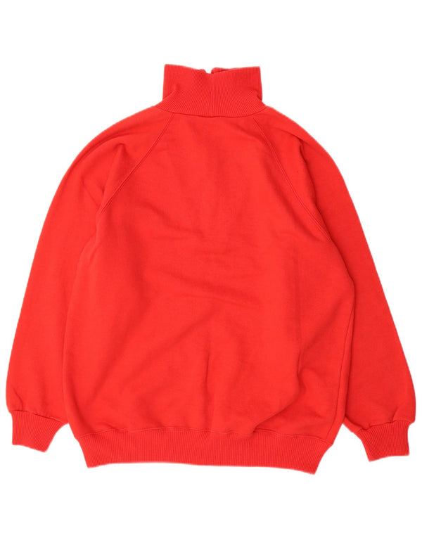 JOY Womens Zip Neck Sweatshirt Jumper UK 10 Small Red Cotton