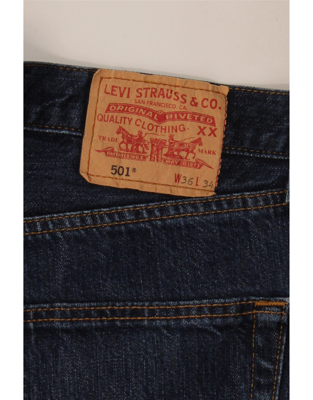 LEVI'S Mens 501 Straight Jeans W36 L30 Navy Blue Cotton