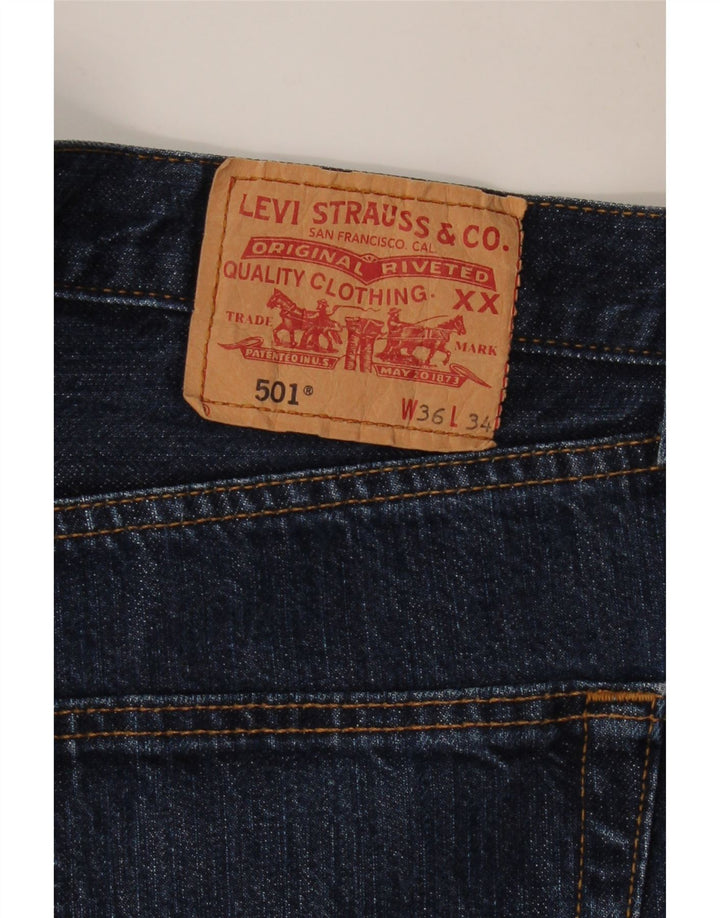 LEVI'S Mens 501 Straight Jeans W36 L30 Navy Blue Cotton