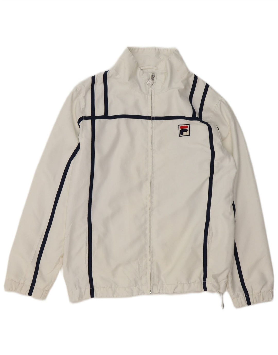 FILA Boys White Line Tracksuit Top Jacket 8-9 Years White Polyester