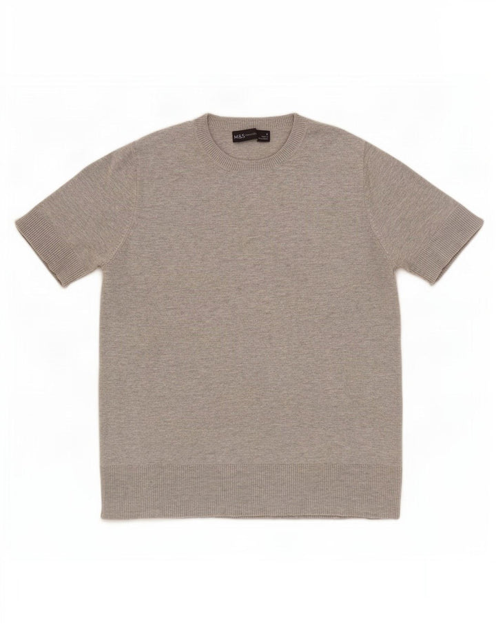 Marks & Spencer Womens Crop T-Shirt Top UK 8 Small Grey