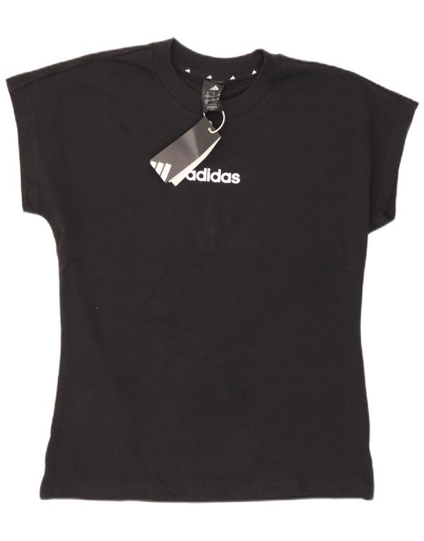 Adidas Womens T-Shirt Top UK 16/18 Large Black Cotton