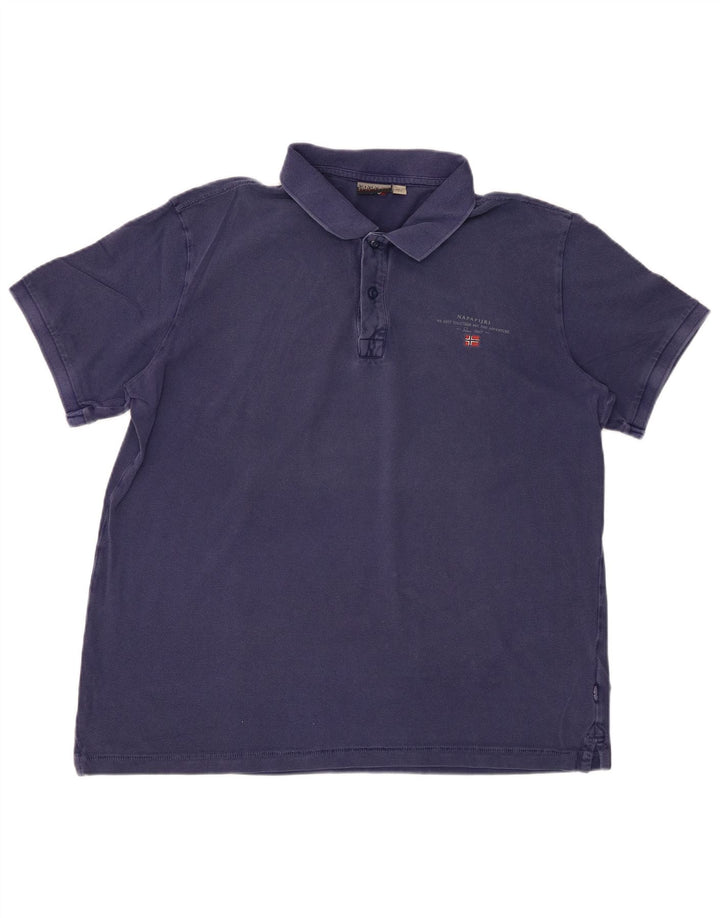 NAPAPIJRI Mens Polo Shirt Large Navy Blue Cotton