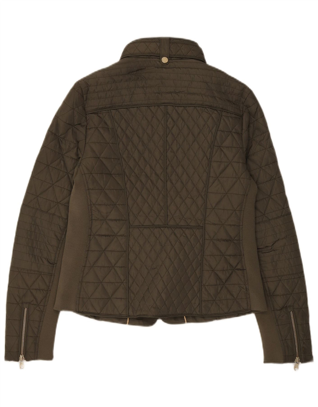 Marks & Spencer Womens Quilted Jacket UK 14 Large Khaki Polyester