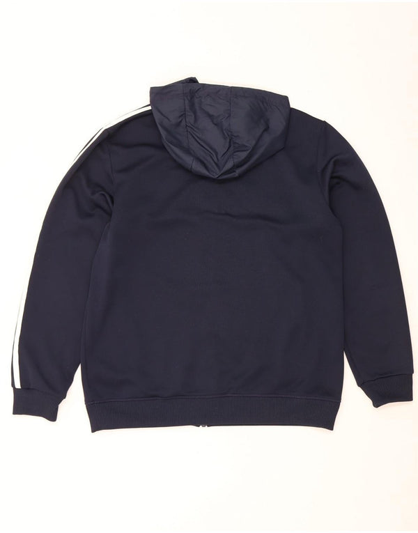 Adidas Mens Zip Hoodie Sweater Large Navy Blue Polyester