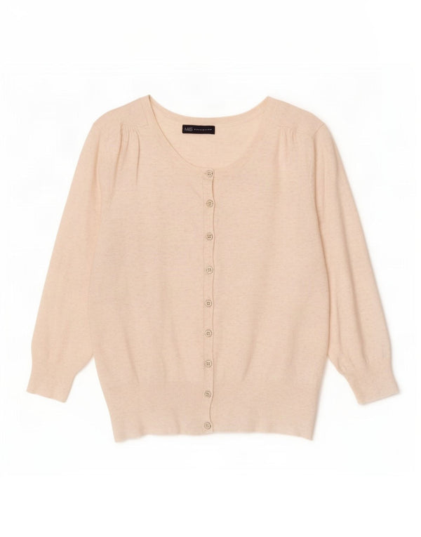 Marks & Spencer Womens 3/4 Sleeve Bolero Jumper UK 12 Medium Beige Flecked