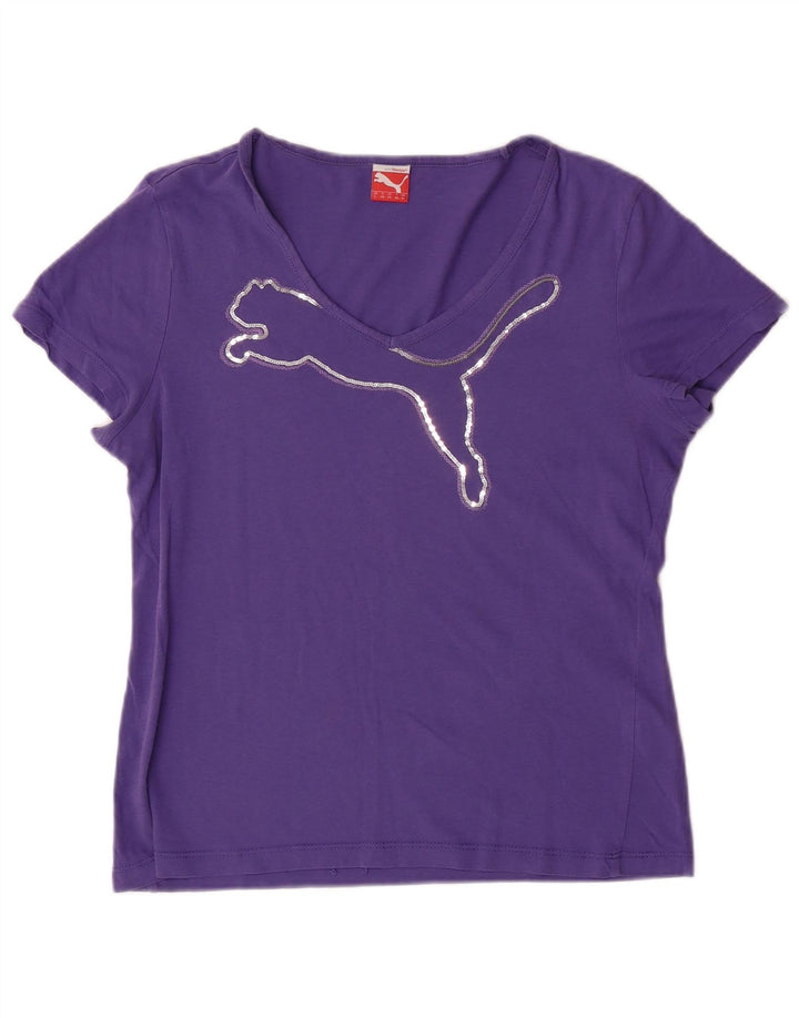 PUMA Womens Graphic T-Shirt Top UK 14 Medium  Purple