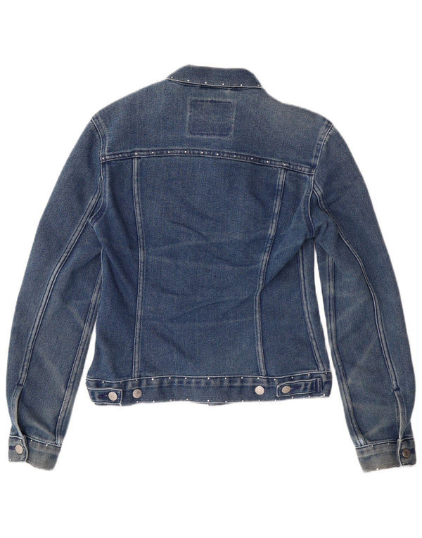 Levi's Womens Crop Denim Jacket UK 12 Medium Blue Cotton