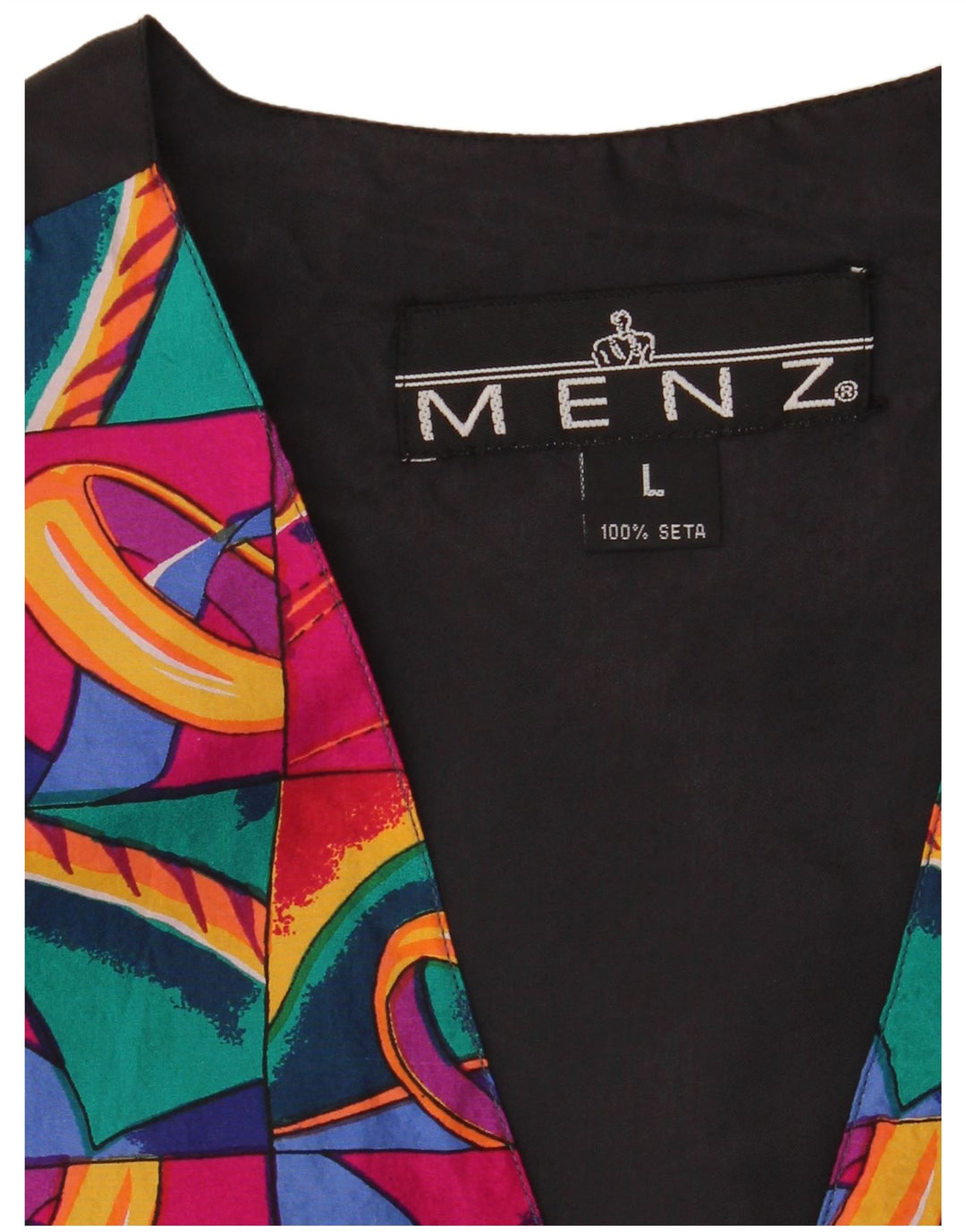 VINTAGE Mens Waistcoat Large Multicoloured Patchwork Silk