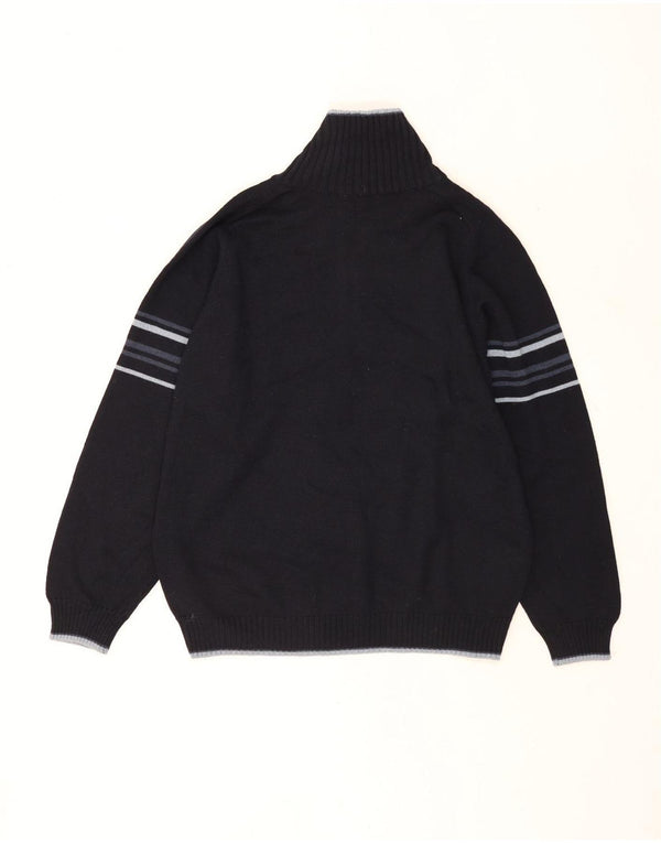 Pierre Cardin Mens Zip Neck Jumper Sweater 2XL Navy Blue Striped Acrylic
